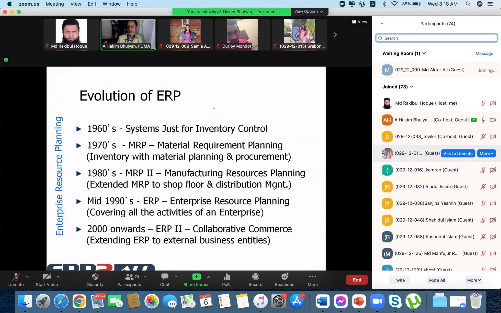 ERP Session for BBA Students at Dhaka University (MIS Department)